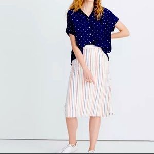 Madewell central shirt navy polkadot sz M